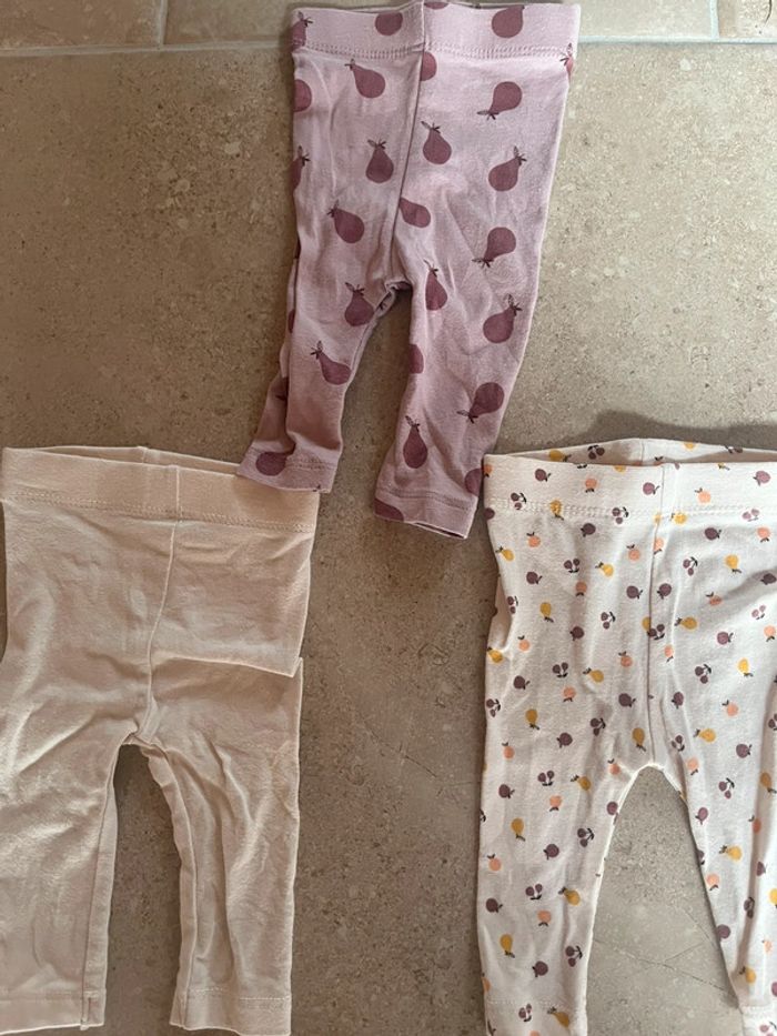 3 leggings bébé fille 1 mois