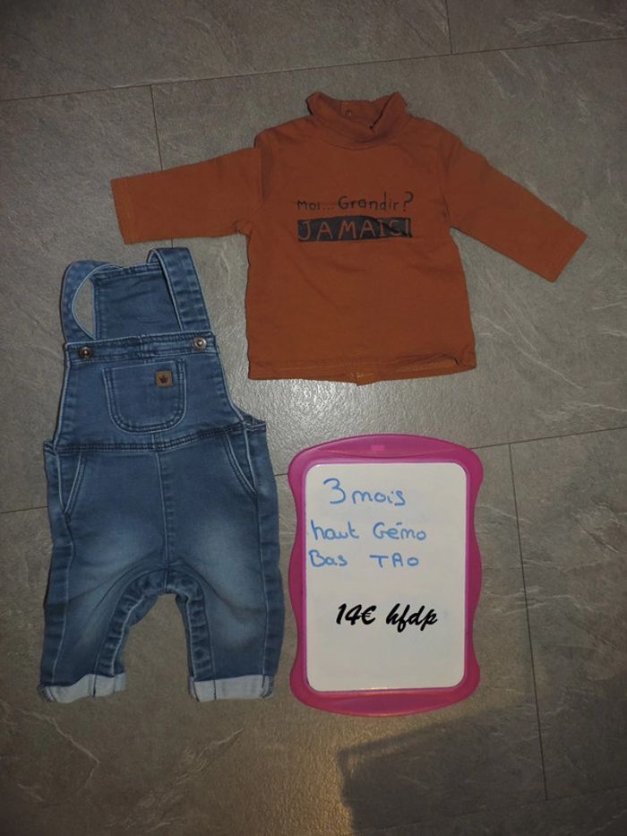 ensemble 3 mois haut gémo salopette TAO la salopette a juste était lavé