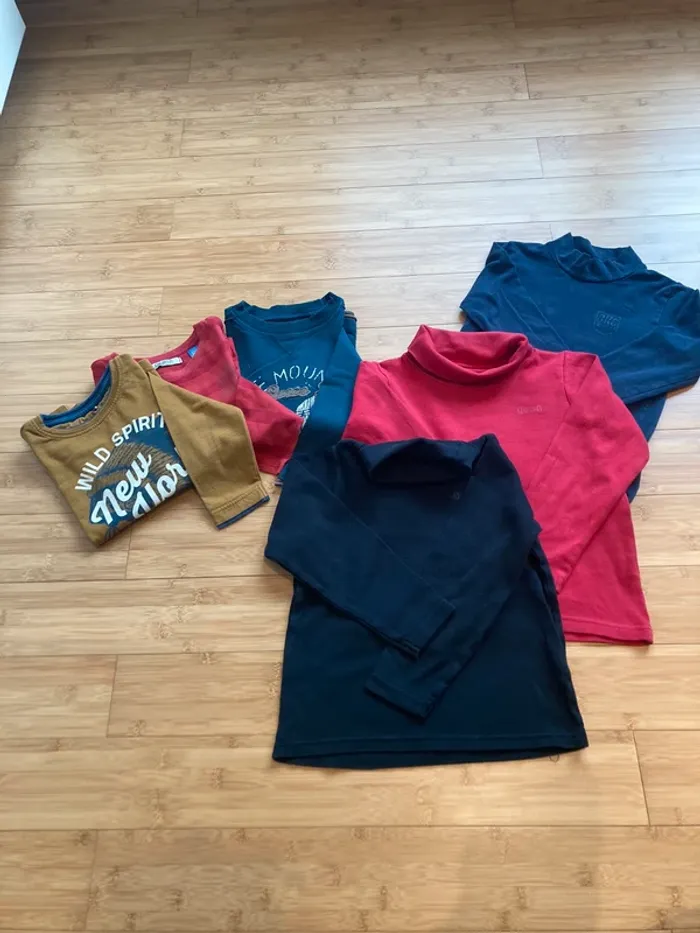 6 ans - Set 6 pièces - 3 sous pull et 3 t-shirt manches longues