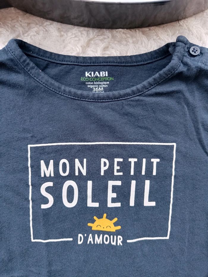 Tee shirt manches longues Garçon 36 mois Mon petit soleil d'amour Eco conception 100% coton bio - photo numéro 3