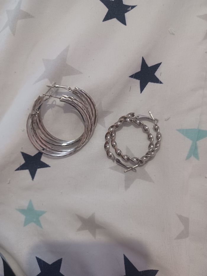 Lot de 2 boucles d'oreilles créoles