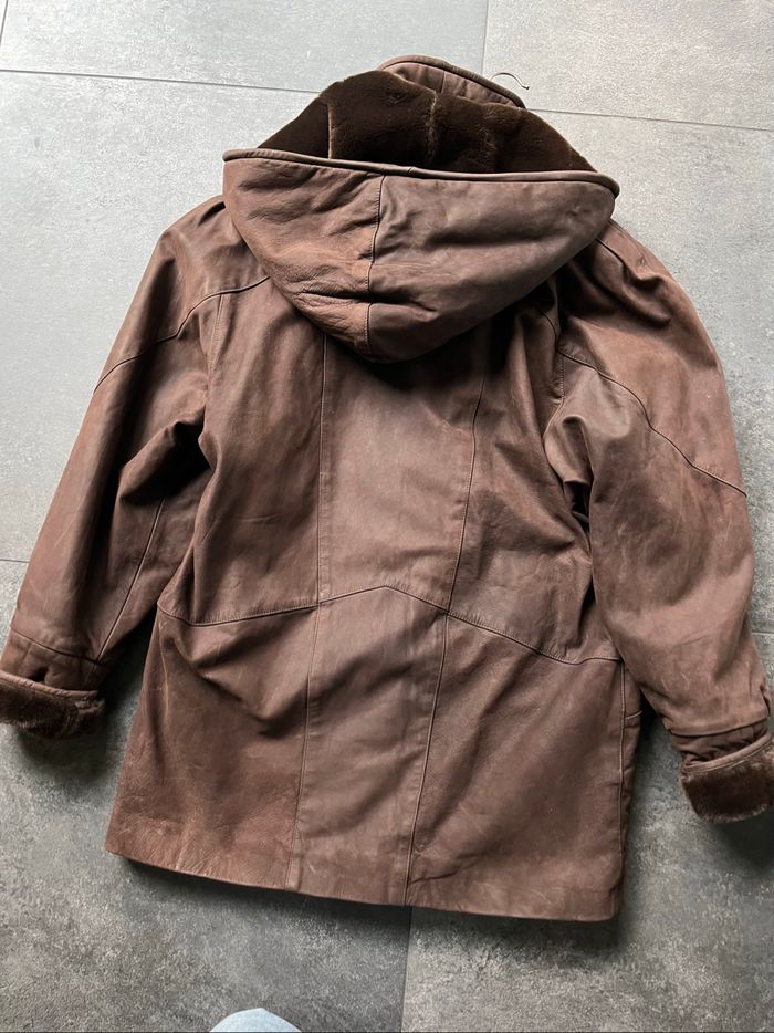 Manteau long femme en cuir marron 90’s - photo numéro 4