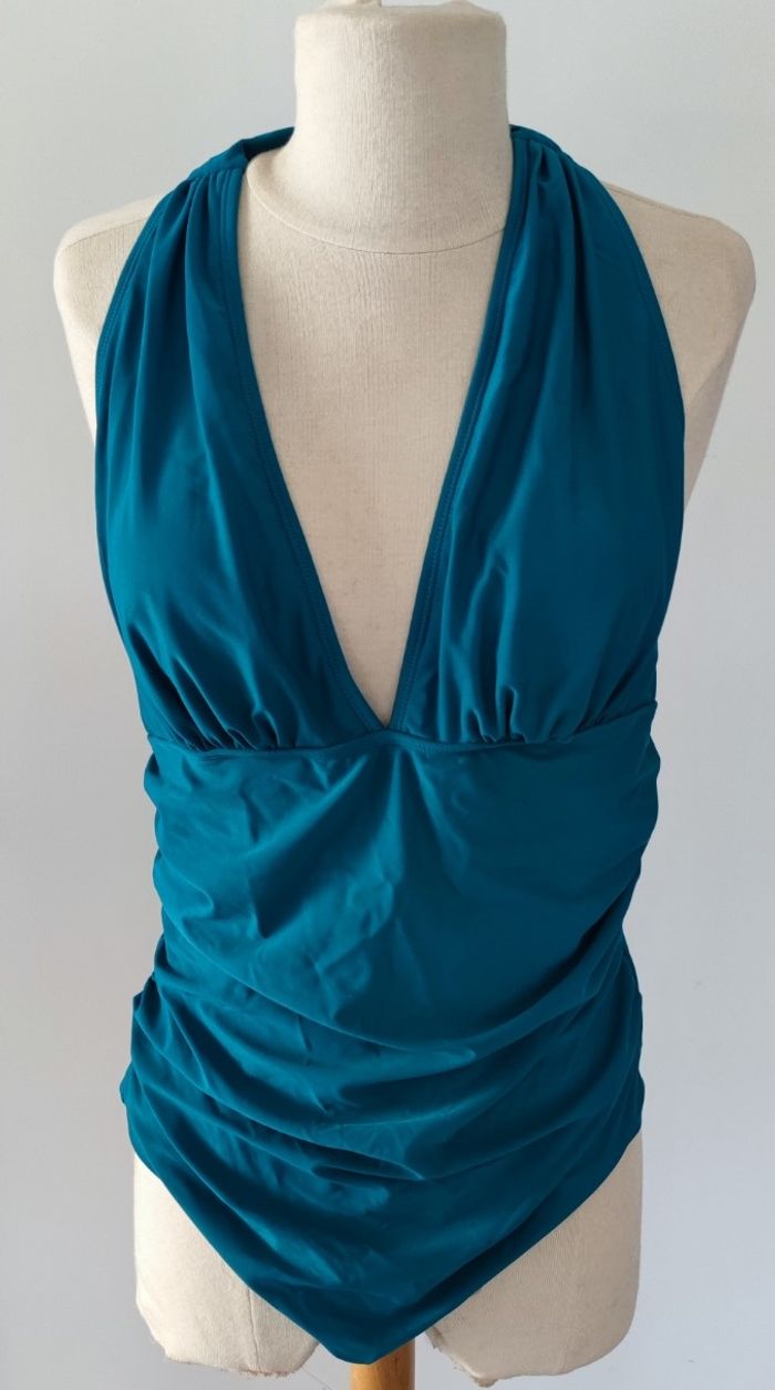 Maillot de bain 1 pièce à col licou marque Cupshe taille XL couleur bleu turquoise pour femme