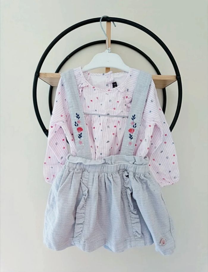 24 mois 2 ans ensemble sergent major blouse été jupe a bretelles 92 cm