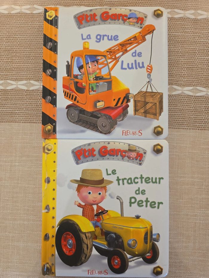 Lot livres P'tit Garçon La grue de Lulu et Le tracteur de Peter