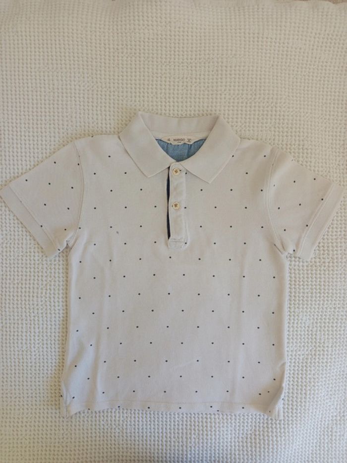Polo en coton blanc à pois Mango Kids 5 / 6 ans
