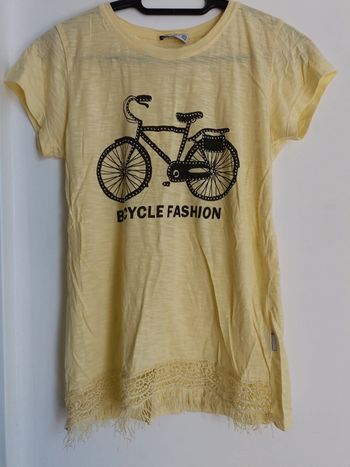T-shirt fille 14 ans (164 cm) fourche Motif vélo – Très bon état