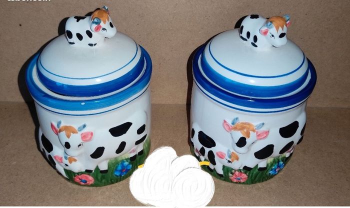 Lot de 2 pots vache