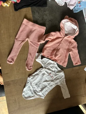 Ensemble pantalon, gilet et body en tricot,bébé fille, verbaudet, 6 mois