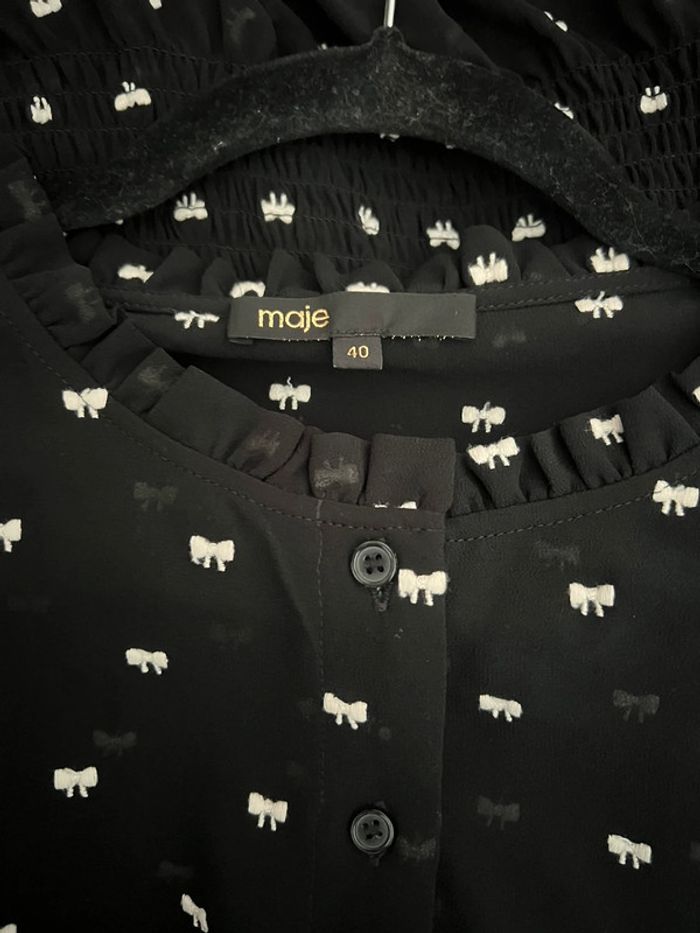 Robe Noire Brodée Maje Taille 40 - photo numéro 10