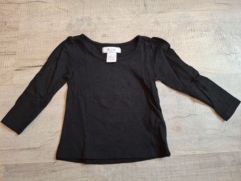 Tee shirt manche longue noir uni fille garçon 18 mois