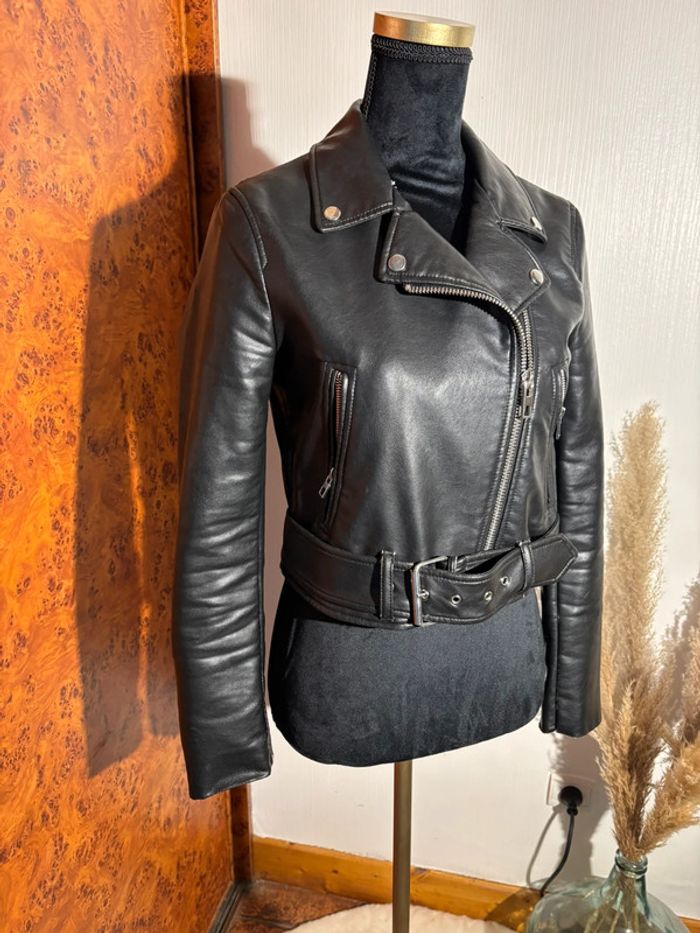 Perfecto en simili cuir noir ZARA - Taille S - photo numéro 2