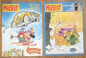 Lot de 2 anciens journaux de Mickey" bd La coccinelle à Monte-Carlo 1978 N°1334 et 1335 vintage