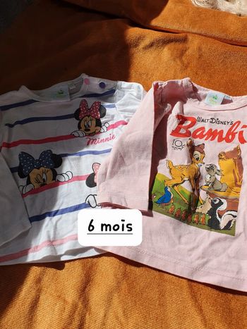 Lot 2 tee shirt disney 6 mois