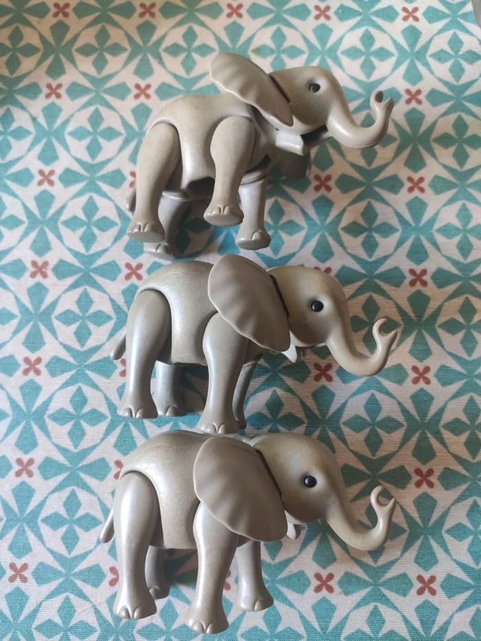 Playmobil 3 éléphants gris