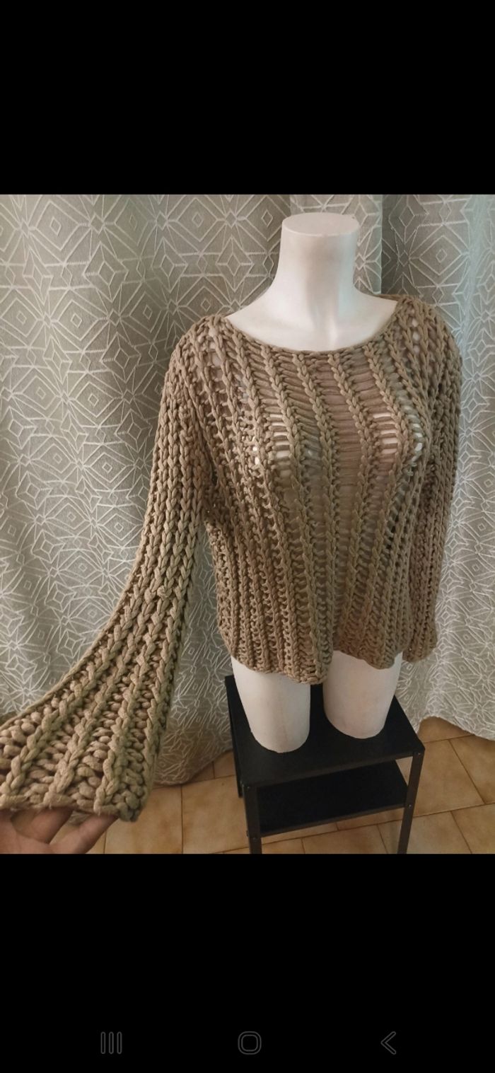 Beau pull en grosse laine ajourée - photo numéro 6