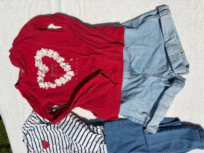Lot de 3 tenues fille – Taille 10 ans – Pulls, t-shirts, jeans & short - photo numéro 2