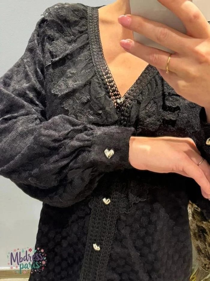 💐 Belle blouse noir et cœur argenté T40/L