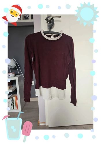 Pull bordeaux pimkie a col chemise taille 38