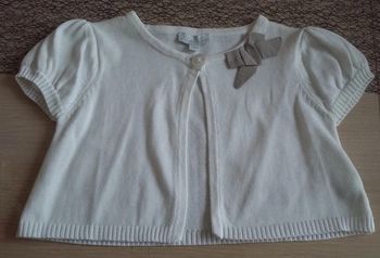 gilet / bolero""habillé" la halle blanc noeud beige état neuf 36 mois