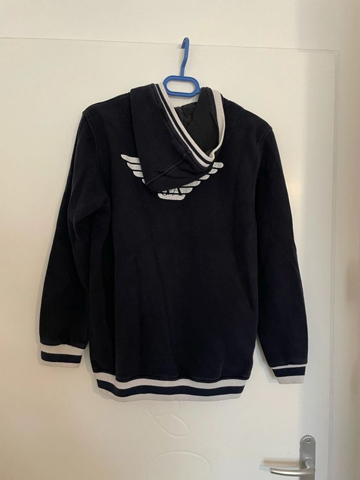 Veste homme à fermeture zip à capuche à manches longues bleu marine et blanc GA taille L - photo numéro 5