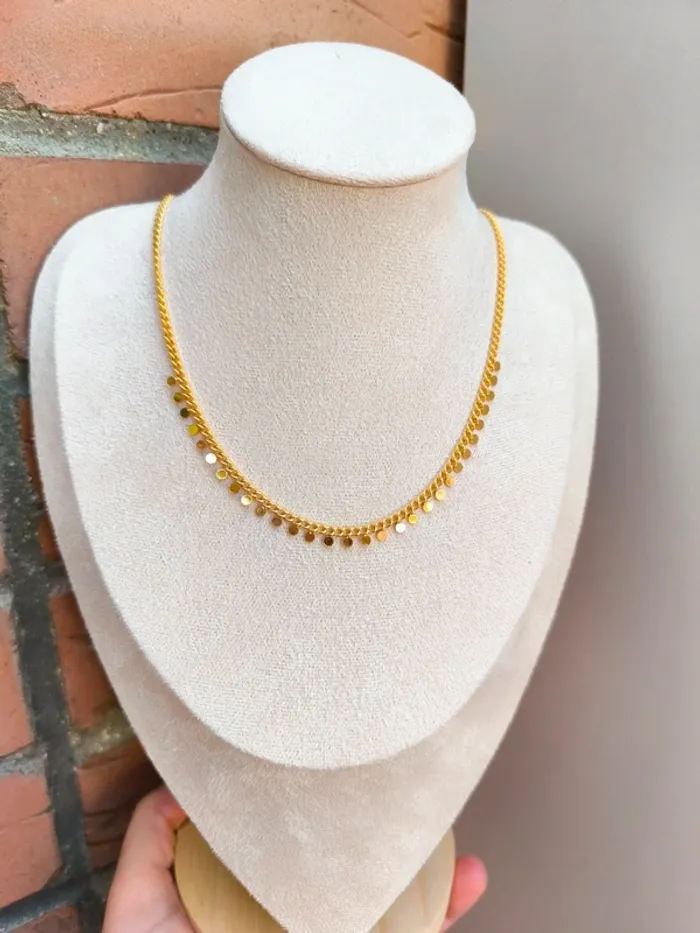 Collier doré avec franges pampilles rondes - photo numéro 6