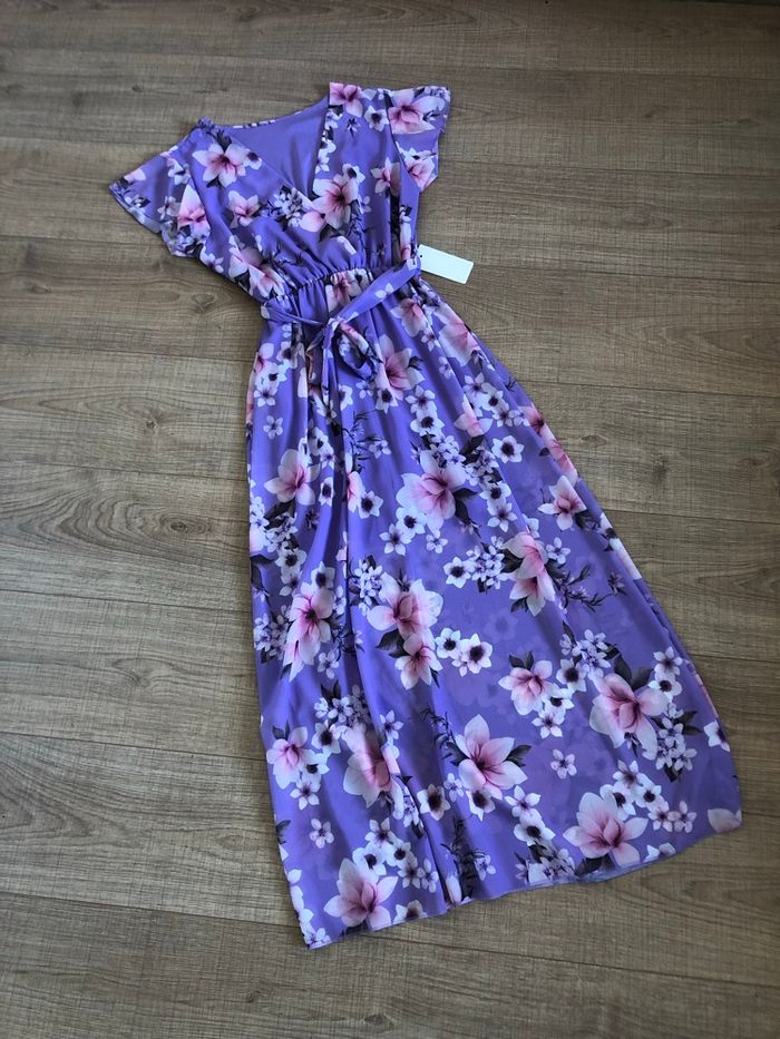 Robe longue mauve et fleurie neuve New Collection taille unique - photo numéro 7