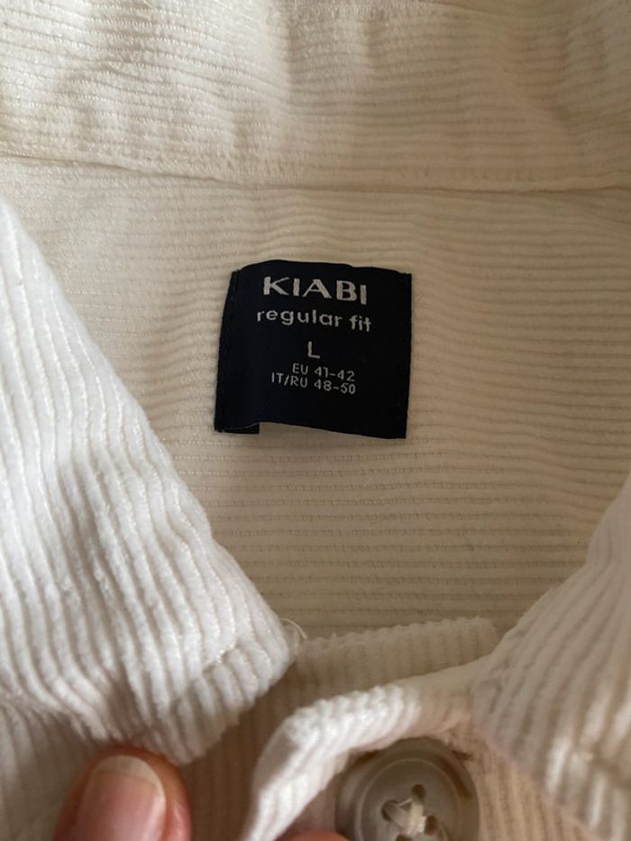 Veste Chemise Kiabi regular fit en velours côtelé blanc crème taille L - photo numéro 9