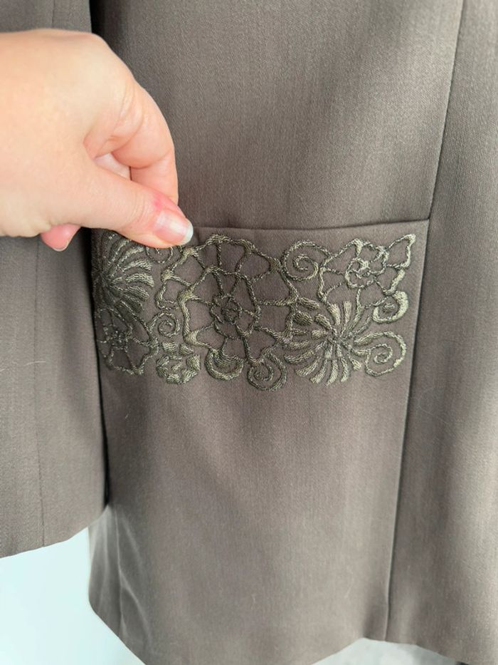 Veste blazer kaki vintage Escada Margaretha Ley - photo numéro 4