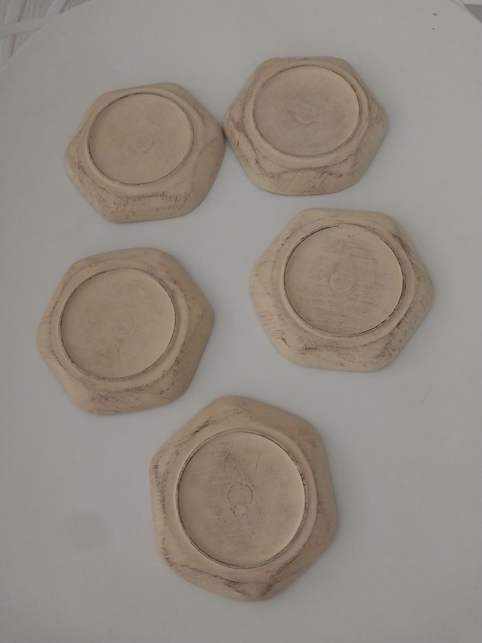 Lot de 5 petites assiettes dînette vintage – motif paon - photo numéro 4