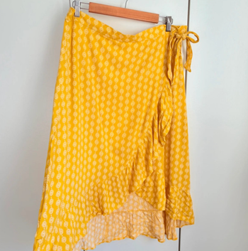 🌸 Jupe mi longue à volants jaune à motif Taille 46/XXXL 🌸