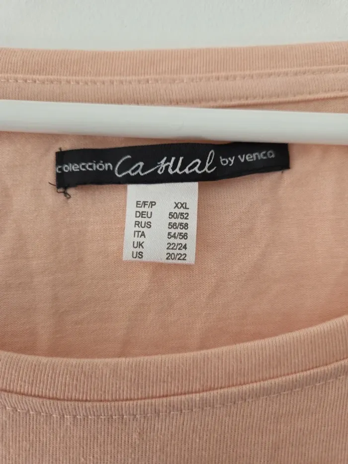Tee-shirt manche longue femme grande taille rose motifs TBE taille 50-52 venca - photo numéro 2