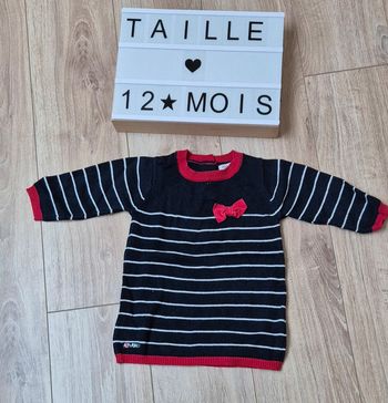 Robe pull marinière bleu marine taille 12 mois Alphabet