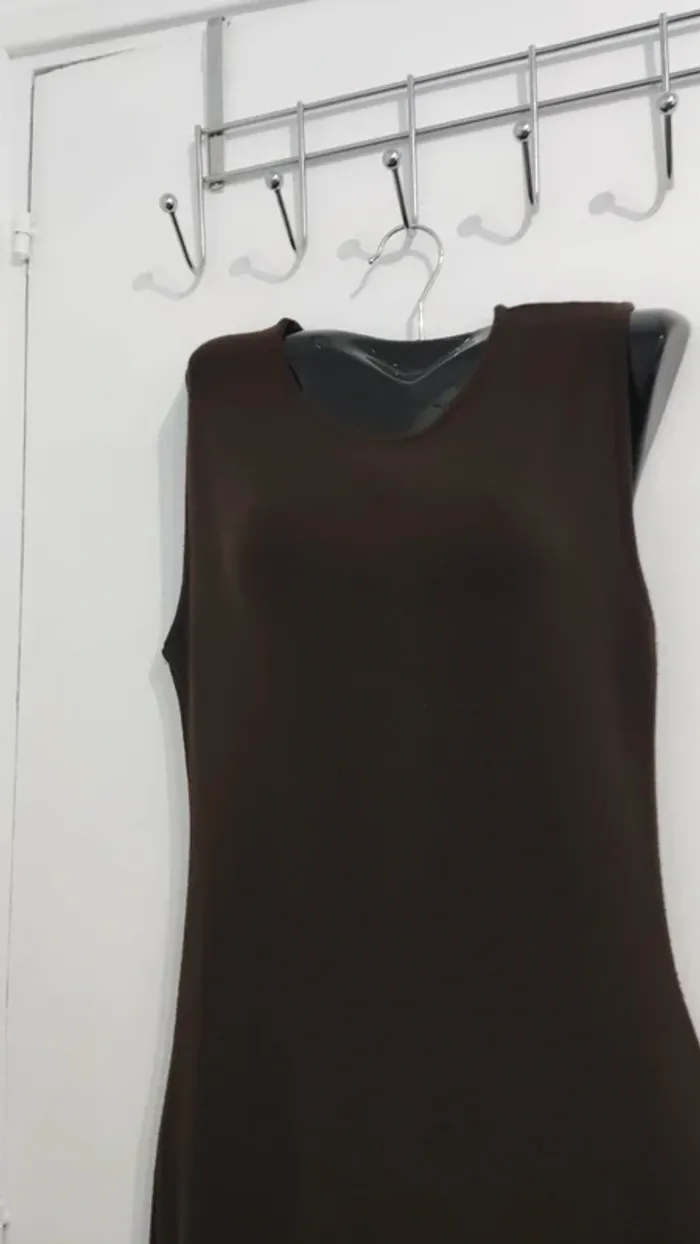 Ensemble 2 pièces robe longue et gilet assorti  marron tera bora taille 2 - photo numéro 8