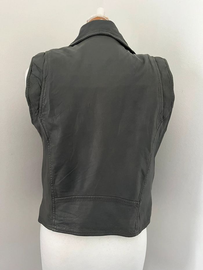 Veste perfecto sans manche en cuir Maje S - photo numéro 5