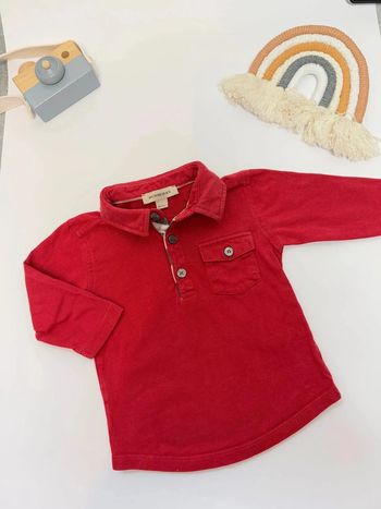 Polo Burberry longues manches bébé garçon rouge taille 9 mois