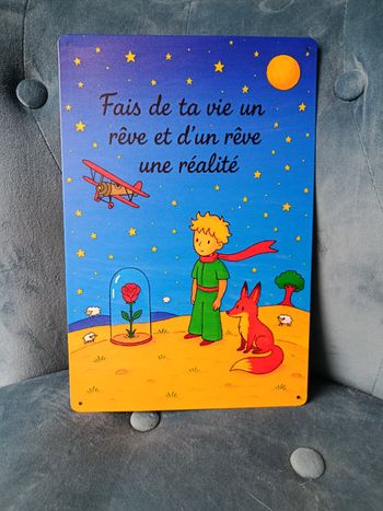 Plaque métal citation le petit prince antoine de saint exupery neuve 20x30cm