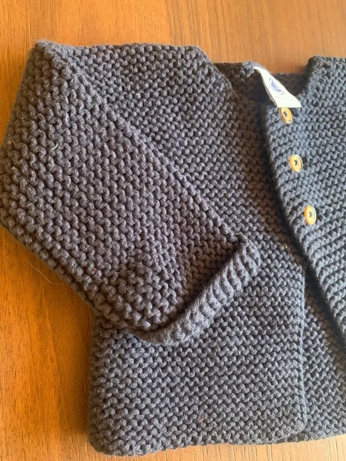 Gilet Petit Bateau maille bleu 6 mois - photo numéro 5