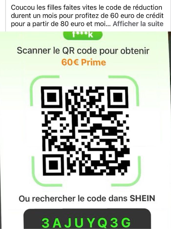 Code réduction  60 euro sur shein