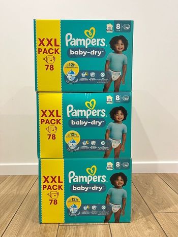 🔹 3 Packs Pampers Baby-Dry Taille 8 XXL 
