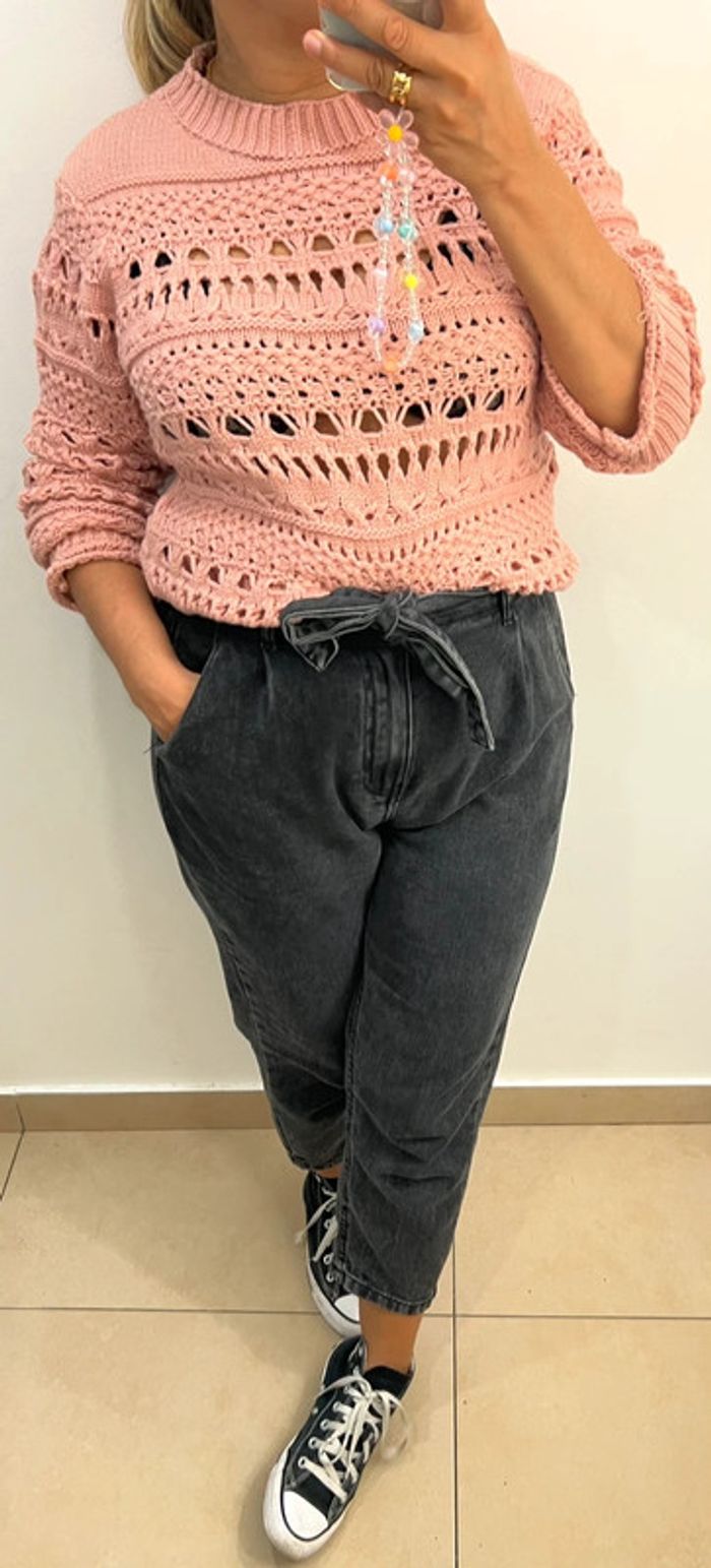 Pull en maille ajourée rose – fabriqué au Brésil 🇧🇷 Taille 36 - photo numéro 4