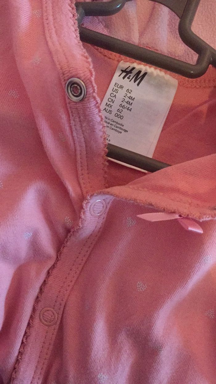 Pyjama H&M- 4 mois fille rosé + chat - photo numéro 5