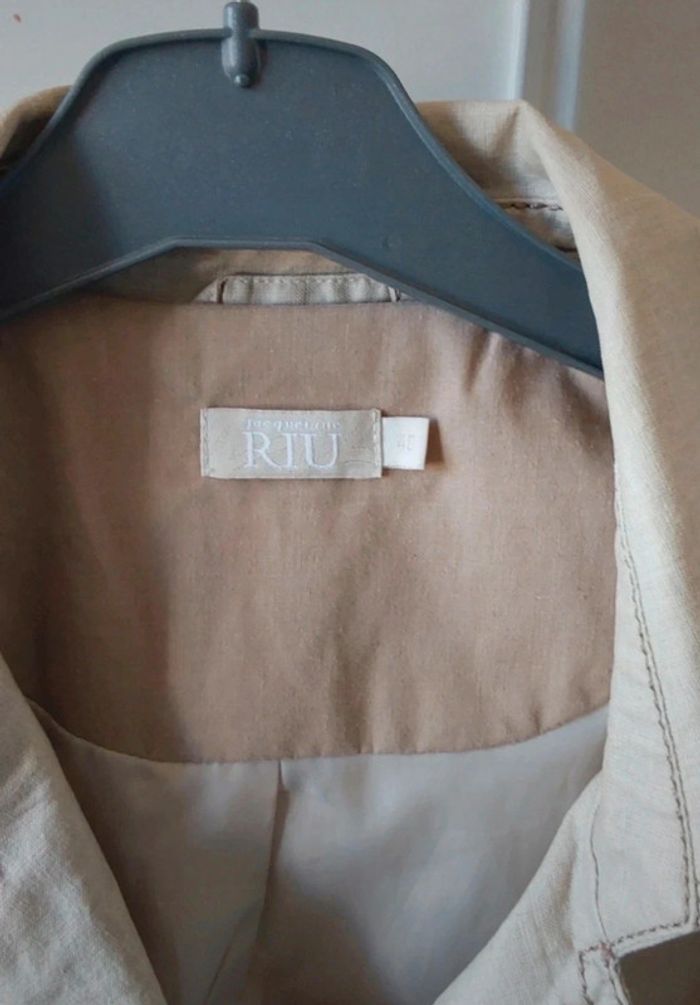 Trench veste Imperméable chic beige T 40 Coton ciré lin - photo numéro 6