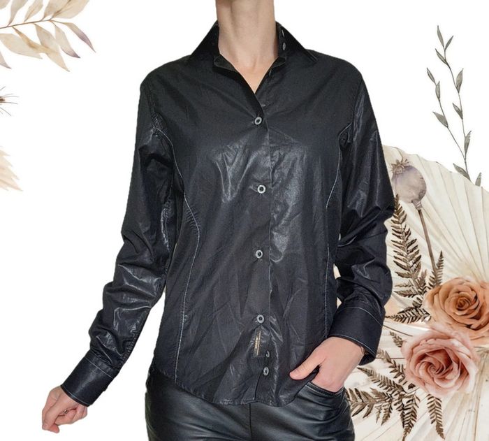 Chemise manches longues noire effet brillant M'rode S