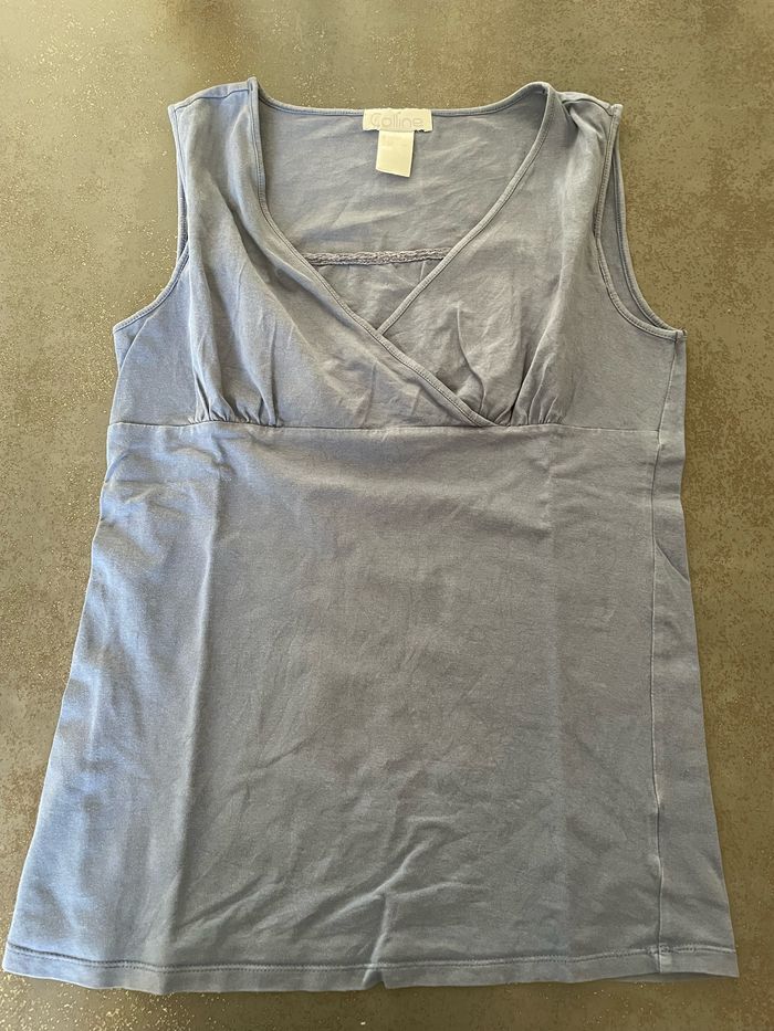 Débardeur bleu allaitement colline T34
