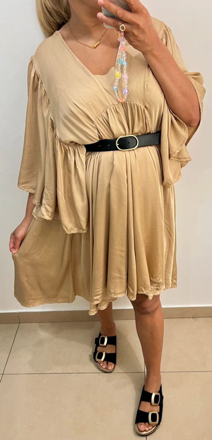 💛Robe fluide ample moutarde Taille unique - photo numéro 3