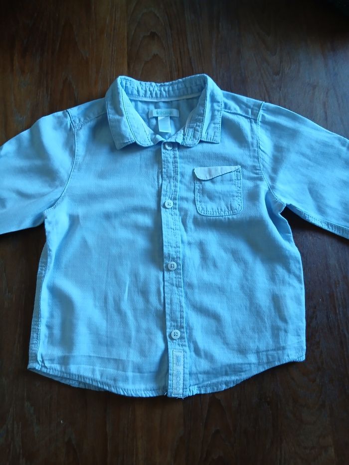Chemise bebe en coton taille 23 mois marque obaibi couleur bleu ciel - photo numéro 6