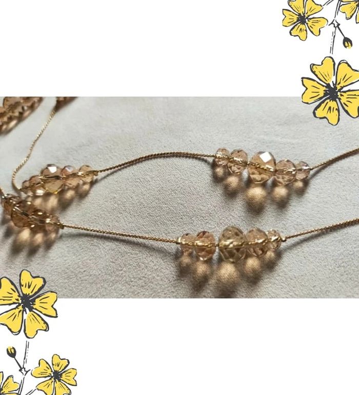 Collier vintage doré en perles facettées champagne – Élégance rétro - photo numéro 8