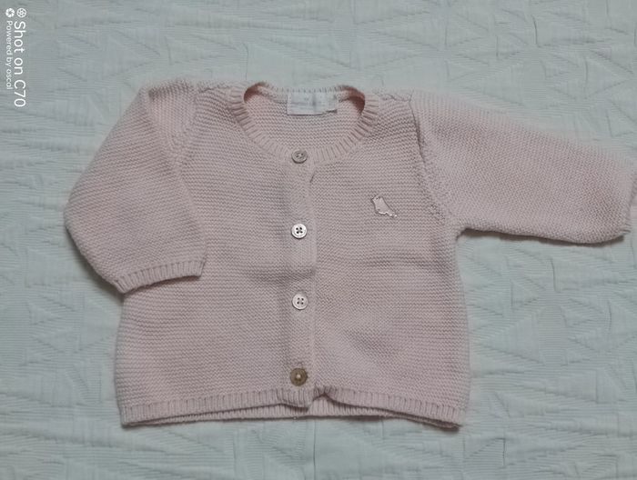 Sergent major gilet rose oiseau maille 1 mois