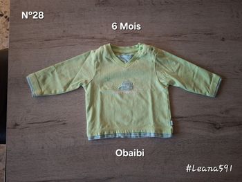 🌷N°28🌷Tee-shirt Longues Manches - Obaibi - 6 Mois🌷